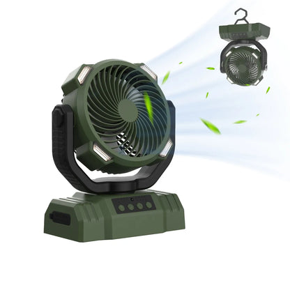 Outdoor Camping Fan with Power Bank and LED Light